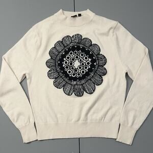Uniqlo x Marimekko Crew-neck Sweater Women's S Cream Wool Knit - FLAW READ